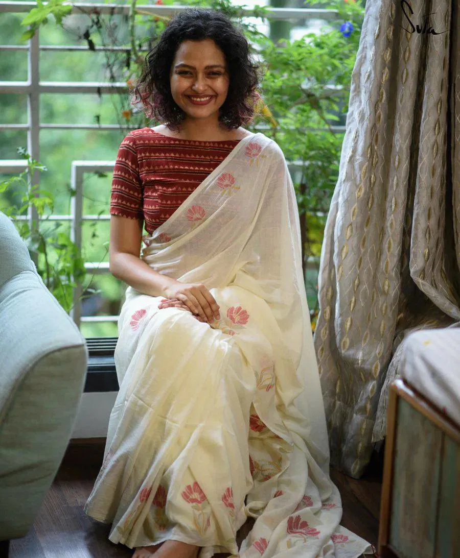 MG 271 Plain Linen Digital Printed Designer Saree Suppliers In India